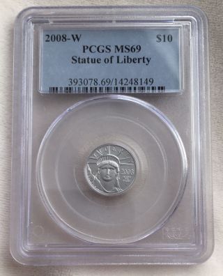 2008 W $10 Burnished Platinum Eagle Pcgs Ms 69 1/10 Oz Last Year Of Issue photo