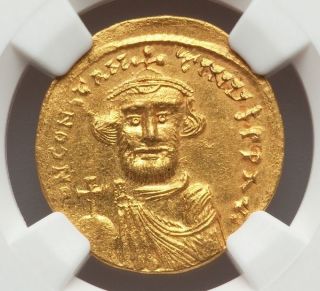 Ancient Byzantine Empire Gold Constans Ii (ad 641 - 668) Ngc Ms State photo