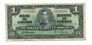 Canada,  Bank Of Canada,  1 Dollars 1937 Very Vey Fine King George Iv photo