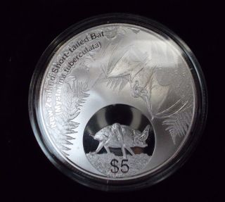 Zealand Proof $5 Coin,  2013 Short - Tailed Bat,  Silver. photo