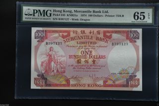 Hong Kong 1974 Pick 245,  100 Dollars Pmg65 S/n B397127 photo