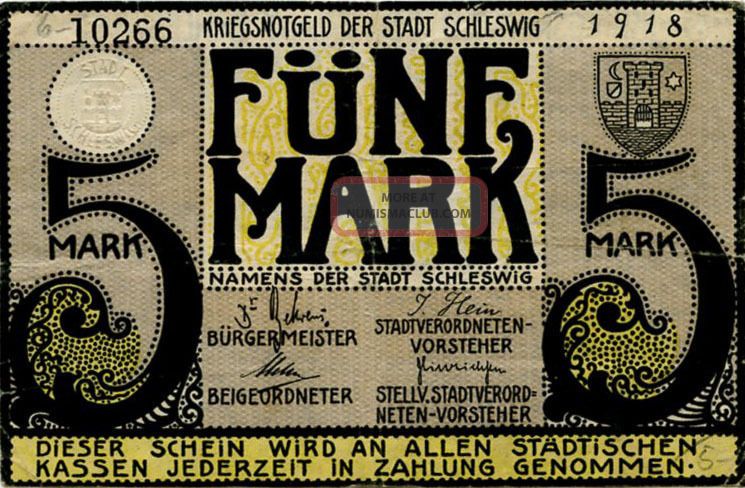 Germany 5 Mark 1918 Schleswing 10266 Europe photo