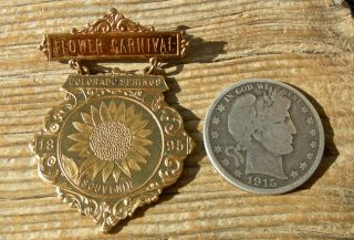 Ca 1895 Colorado Springs Co Flower Carnival,  Sunflower Pictorial Hang Medal photo