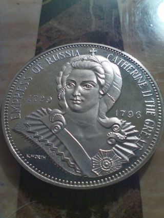 Medal,  Catherine The Great Coronation Commemerative,  Silver,  Franklin,  1970 photo