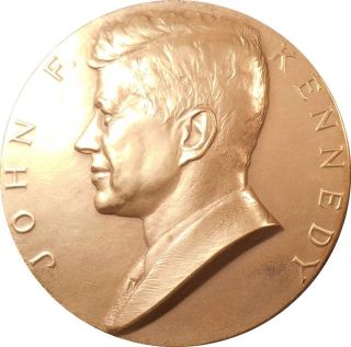 Huge Us John F.  Kennedy Bronze Medal By Roberts & Gasparro photo