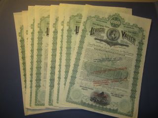 Of 10 1890 Lehigh Valley Railway - Ralroad Gold Bond Certificates photo