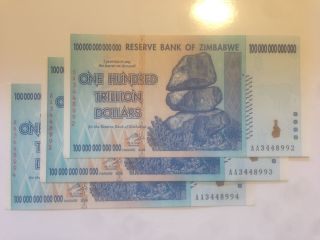 $100 Trillion Dollars Aa 2008 Unc World ' S Largest Currency Bill Zimbabwe photo