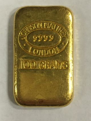 Vintage Johnson Matthey,  London 100 Gram 24kt Gold Pour Bar,  Very Rare photo