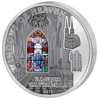 Cook 2015 $10 Windows Of Heaven - Zagreb Cathedral 50g Silver Proof Coin photo