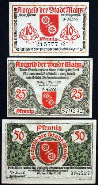 Mainz 1921 777 Serial Number Complete Series Germany Notgeld photo