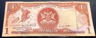2006 Bank Of Trinidad & Tobago 1 Dollar Banknote Bird Of Paradise Circ M54 photo