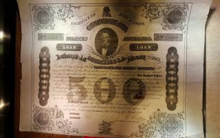 1863 Authentic Civil War Era Confederate States Of America Loan/bond Document Ge photo