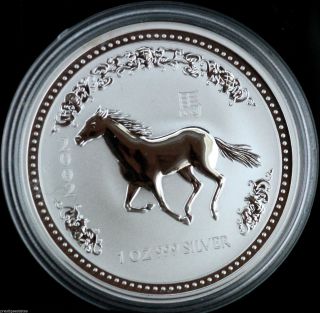 2002 Australia 1 Dollar 999 Silver 1 Oz Chinese Lunar Year Of The Horse Coin photo