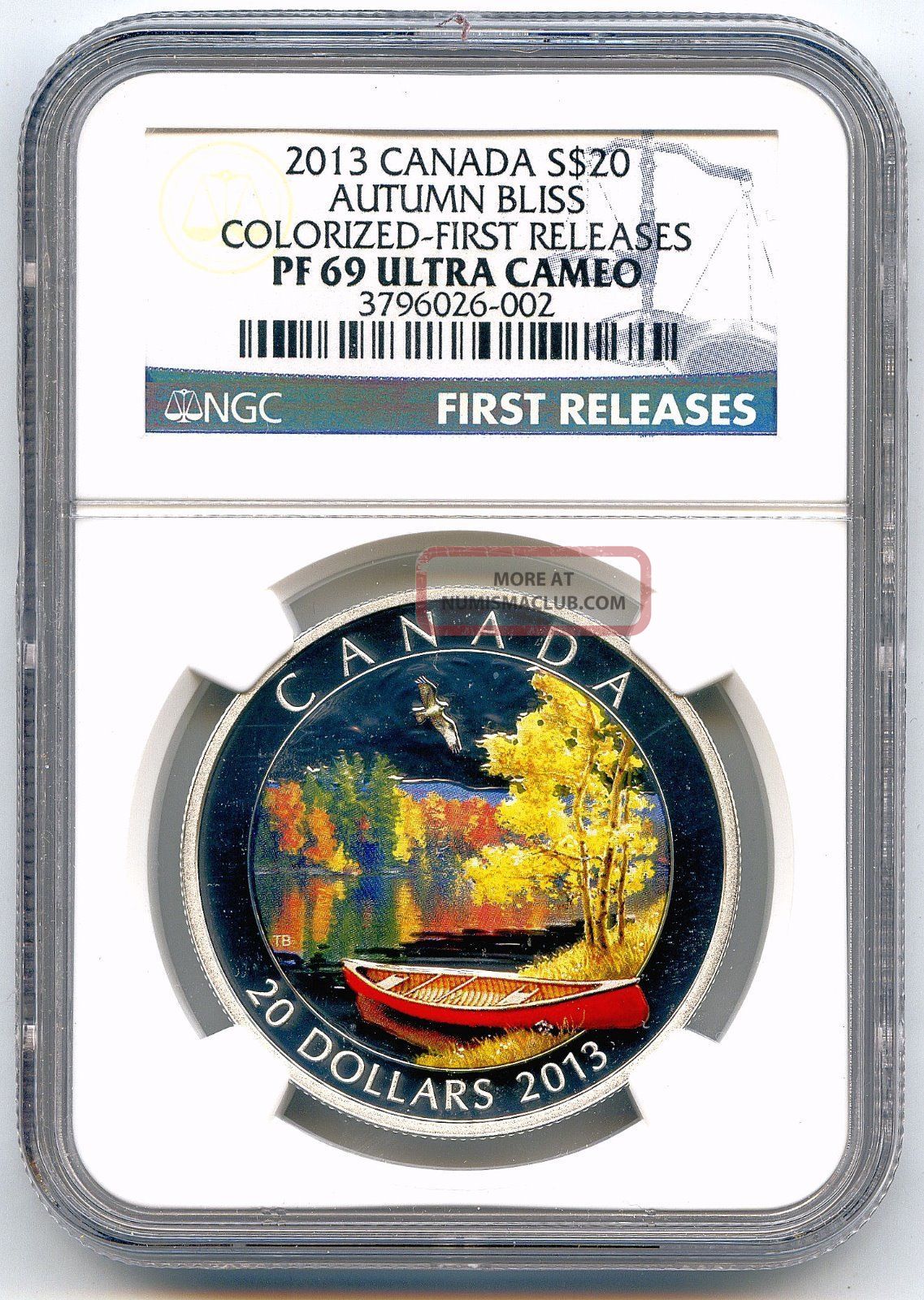 2013 Canada S$20 Autumn Bliss Colorized First Release Pf69 