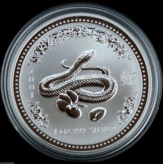 2001 Australia 1 Dollar 999 Silver 1 Oz Chinese Lunar Year Of The Snake Coin photo