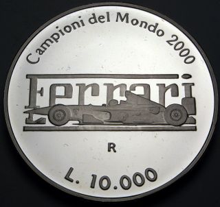San Marino 10000 Lire 2001r Proof - Silver - Ferrari - 2424 猫 photo