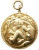 Baby Coming Out Of Flower - Splendid Antique Medal Pendant Exonumia photo 2