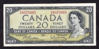 1954 $20.  00 Bc - 41b F - Vf Classic Old Bank Of Canada Elizabeth Ii Twenty Dollars photo