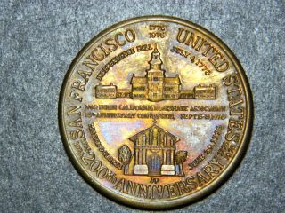 Scarce,  Usa,  San Francisco,  Copper Numismatic Medal,  1976,  Big And Heavy photo