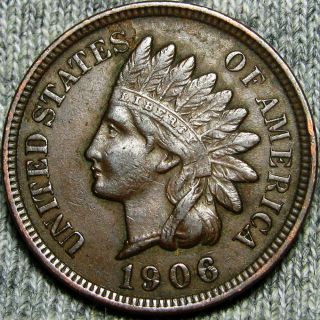 1906 Indian Cent Us Penny - - - - - - - - B174 photo
