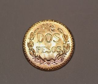 Mexican Gold Dos Pesos - 1945 Year Coin - Gold Mexican 2 Pesos photo