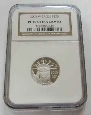 2005 - W American Platinum Eagle 1/4 Oz.  Proof Certified By Ngc Pf70 Ultra Cameo photo