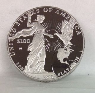 2015 - W,  $100,  1 Oz.  9995 Platinum American Eagle Proof Coin (coin Only) photo