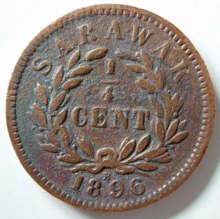 1896h Sarawak 1/4 Cent Coin photo