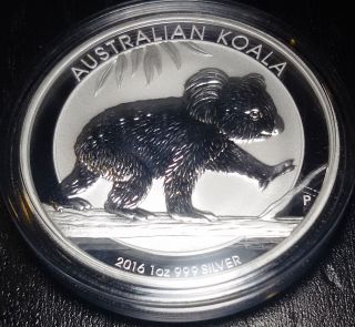 2016 Gem Bu 1 Oz Australian Silver Koala Coin - 1 Troy Oz 999 Silver photo