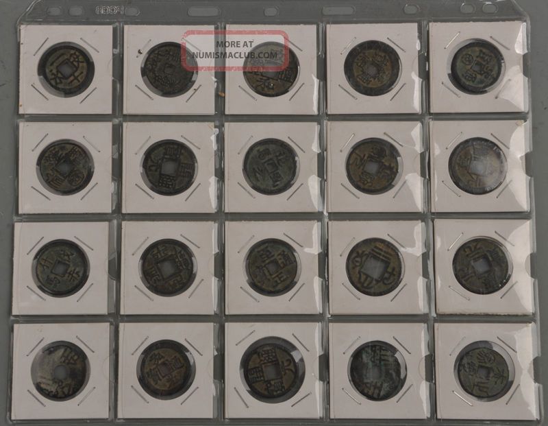 Collectible20pcs Chinese Bronze Coin Old Dynasty Antique Currency Cash China photo