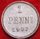 1907 Finland 1 Penni Foreign Coin S/h Europe photo 1