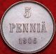 Uncirculated 1906 Finland 5 Pennia Foreign Coin S/h Finland photo 1