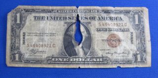 1935 A $1 Red Seal Silver Certificate Hawaii Note Currency With Problems photo