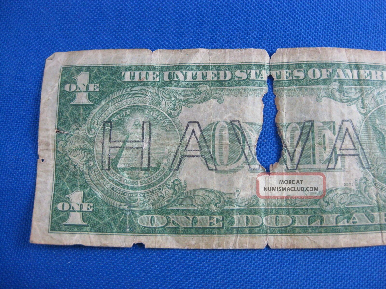 1935 A $1 Red Seal Silver Certificate Hawaii Note Currency With Problems
