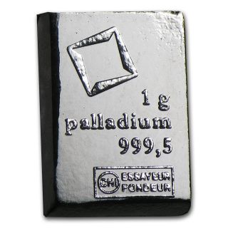 1 Gram Palladium Bar Valcambi Suisse 999.  5 3n5 99 Cent Aution photo