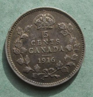 1916 Silver Five Cent Canadian Coin.  925 Fishscale photo