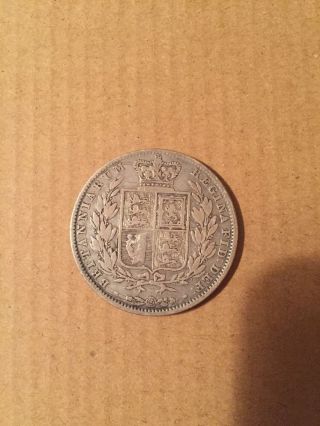 1845 Queen Victoria Silver Crown British Coin photo