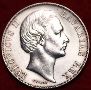1871 Bavaria German States Silver Thaler Foreign Coin S/h photo