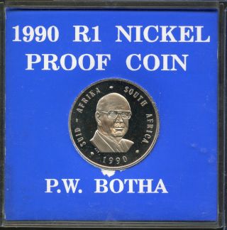 South Africa 1990 Proof One Rand P.  W.  Botha W/ Case - Wfc Jn130 photo