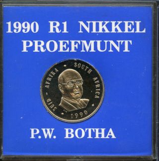 South Africa 1990 Proof One Rand P.  W.  Botha W/ Case - Wfc Jn131 photo