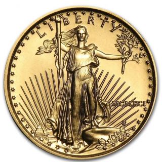 1991 $5 Gold American Eagle 1/10 Ounce Bu - Uncirculated Key Date Coin Mcmxci photo