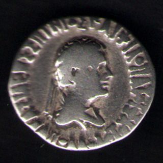 Anceint Indo - Greek Portrait Drachma Rarest Silver Coin Ex.  Rare, photo