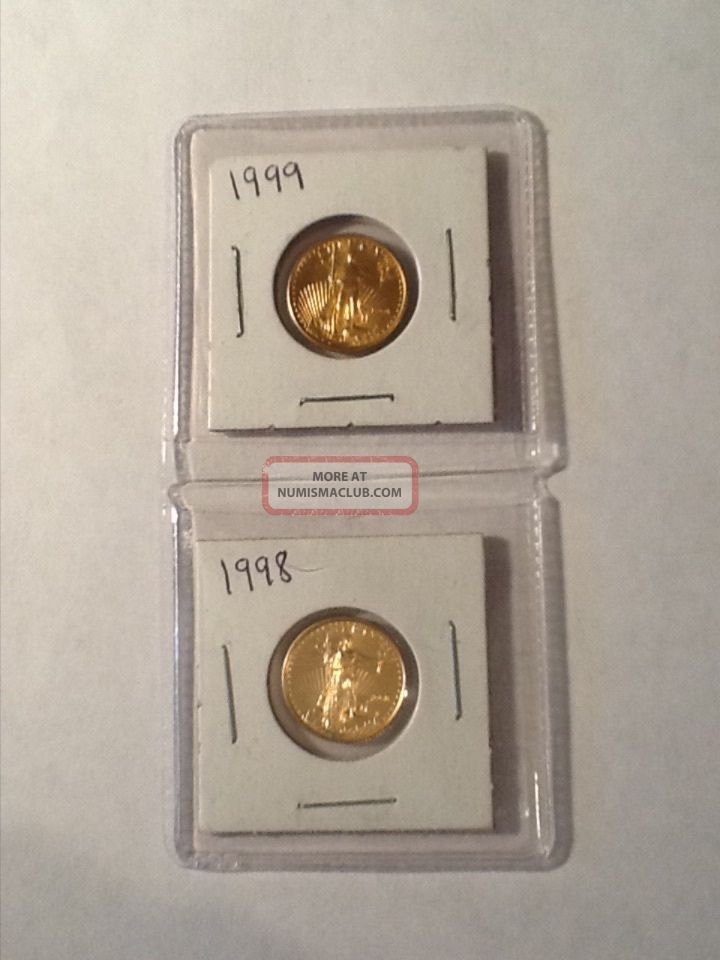 1998 And 1999 1/10 Ounce Gold Eagles Gold photo