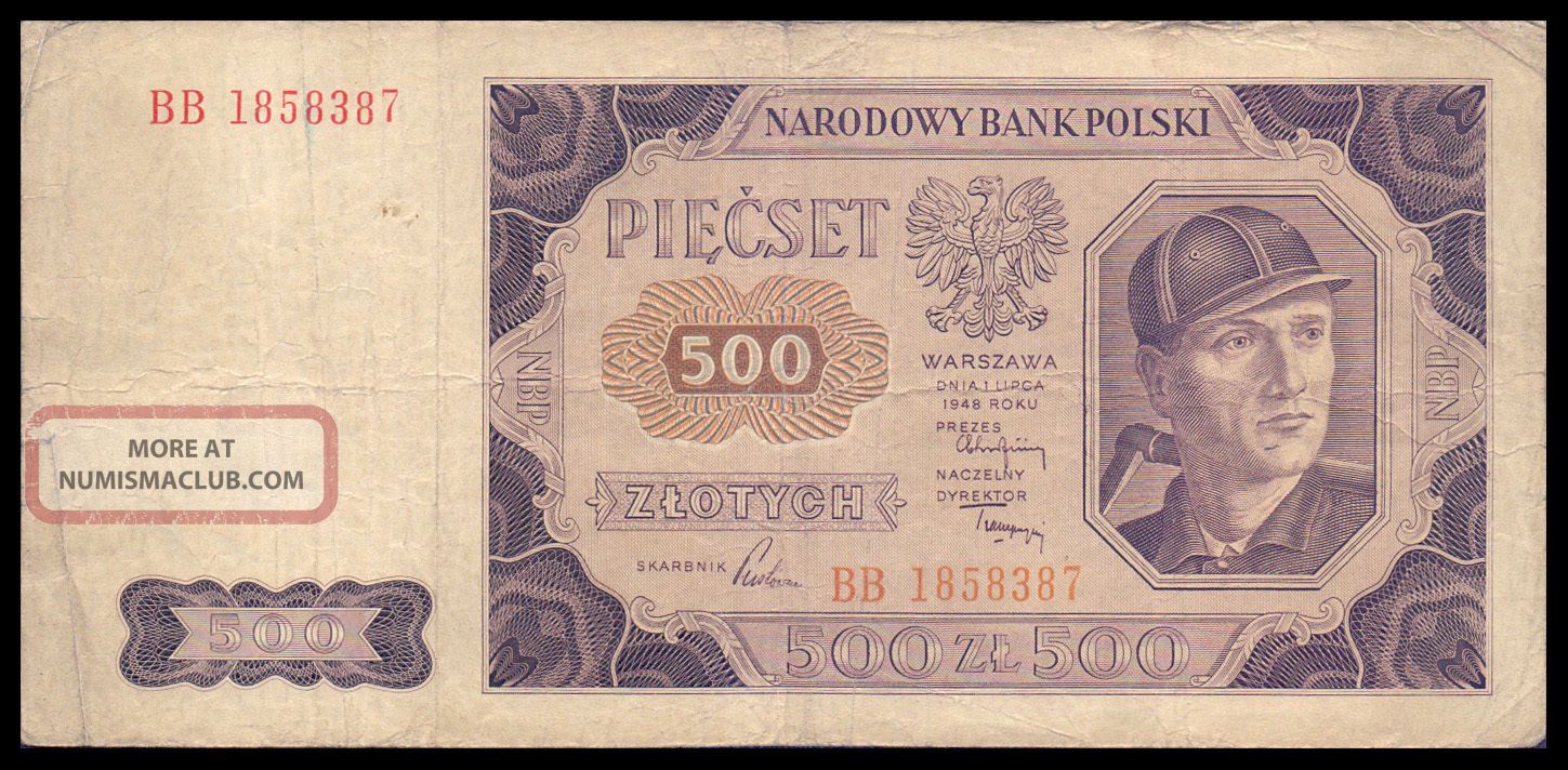 Poland P140 500 Zlotych 1948 Banknote Europe photo