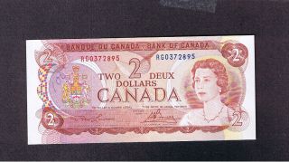 2 Dollars Canadian Money 1974 Au - Unc.  Lawson - Bouey photo