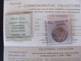 Rare 52 California Expedition Heraldic Art Medal W/envelope And Literature photo