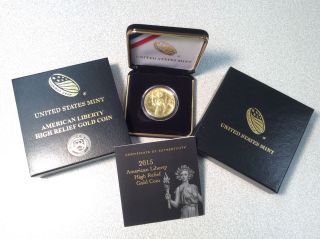 2015 American Liberty High Relief Gold Coin W/box And photo