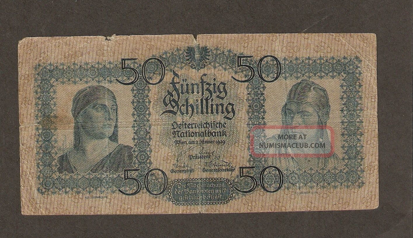 Austria 50 Schilling 1929 Tears,  Cuts,  Miss Small Parts Extremly Rare Pick 96 Europe photo