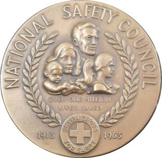 1963 National Safety Council 50th Anniversary Bronze Medal,  Joseph Renier,  Maco photo