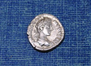 Commodus Denarius Fortuna With Rudder Ancient Roman Silver Coin photo